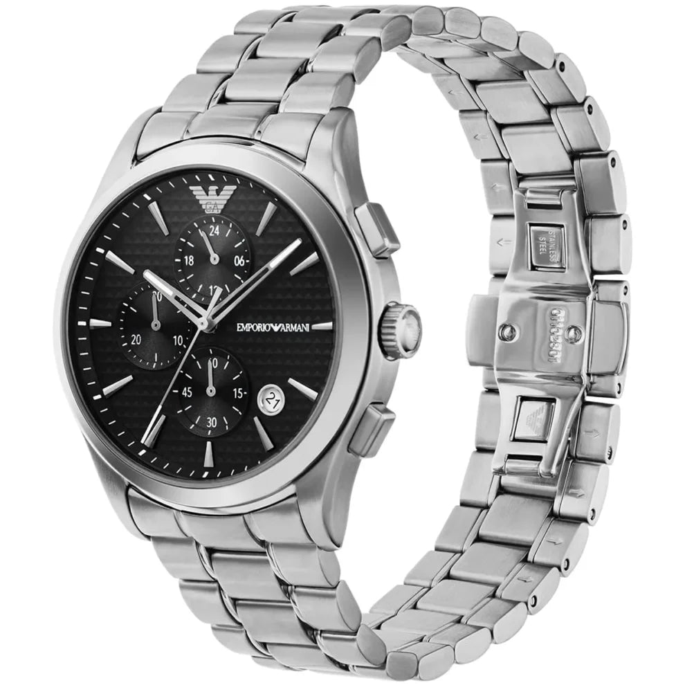 Emporio Armani AR11602 – Men’s Paolo Black Dial Stainless Steel Watch