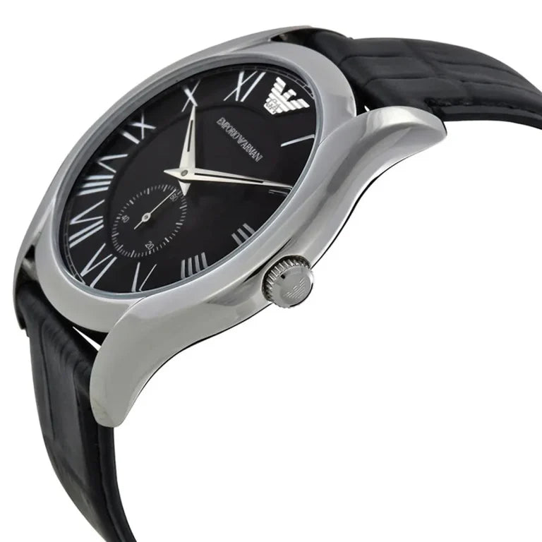 Emporio Armani AR1708 Valente Uni Men's Watch – Black Dial, Genuine Leather Strap, 38mm Quartz