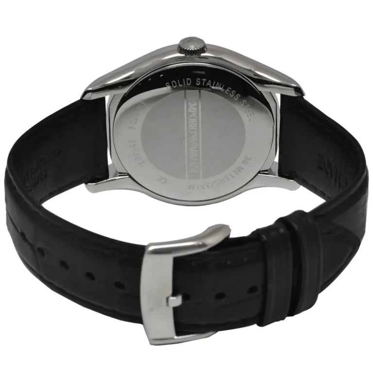 Emporio Armani AR1708 Valente Uni Men's Watch – Black Dial, Genuine Leather Strap, 38mm Quartz