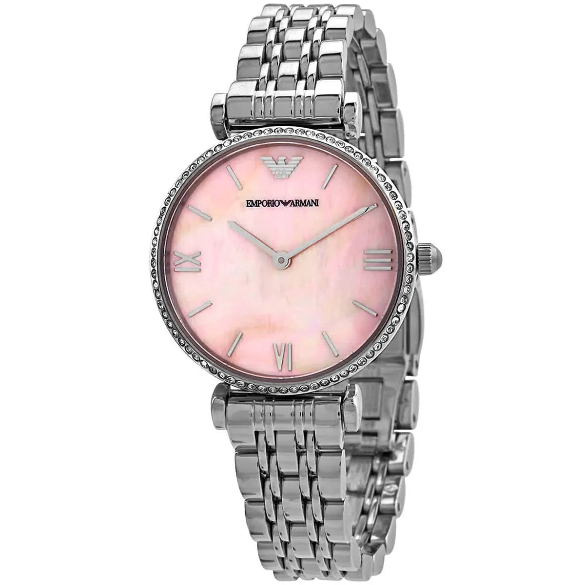 Emporio Armani AR1779 Women’s Watch – Gianni T-Bar Silver Stainless Steel with Pink Dial 32mm