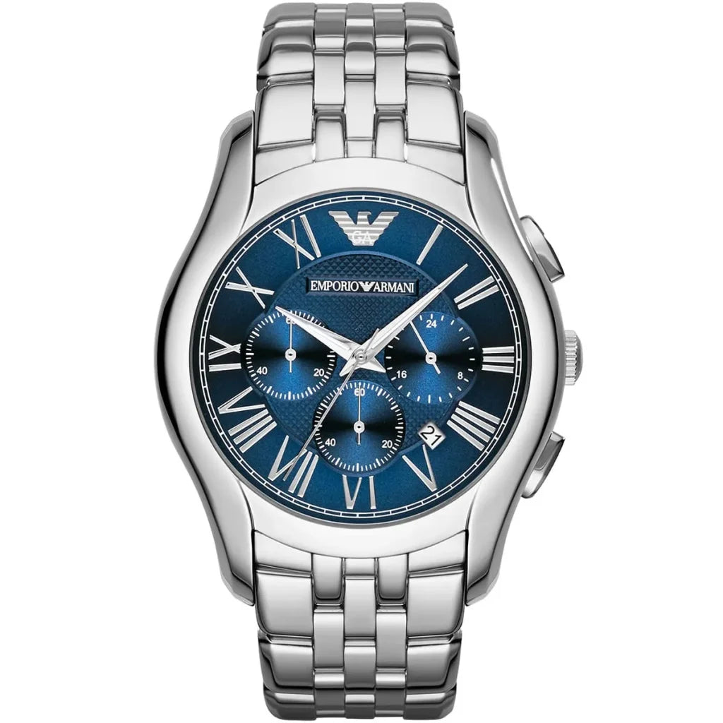 Emporio Armani AR1787 Men’s Analog Watch – 45mm Blue Dial with Silver Stainless Steel Strap