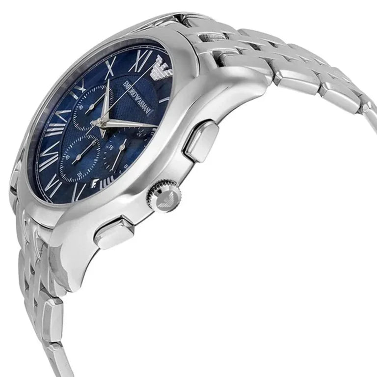 Emporio Armani AR1787 Men’s Analog Watch – 45mm Blue Dial with Silver Stainless Steel Strap
