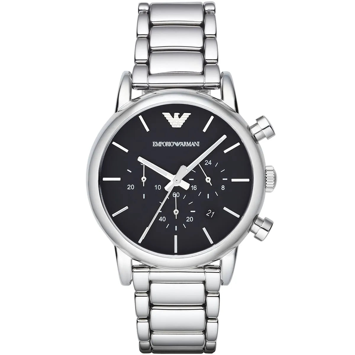 Emporio Armani AR1853 Men’s Watch – Luigi Large Silver Stainless Steel with Black Dial 41mm