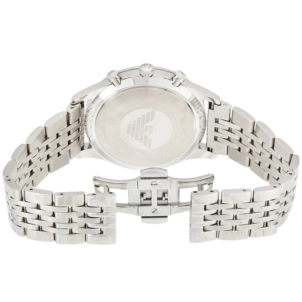 Emporio Armani AR1863 Men’s Watch – Beta Large Silver Stainless Steel with Black Dial 43mm