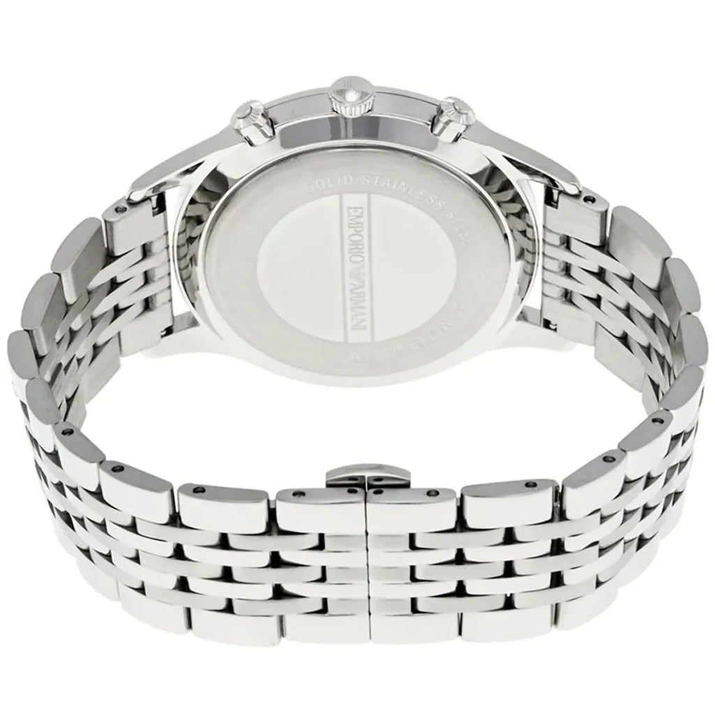 Emporio Armani AR1863 Men’s Watch – Beta Large Silver Stainless Steel with Black Dial 43mm