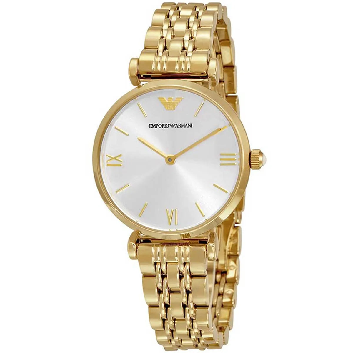 Emporio Armani AR1877 Women’s Watch – Gianni T-Bar Gold Stainless Steel with Silver Dial 32mm