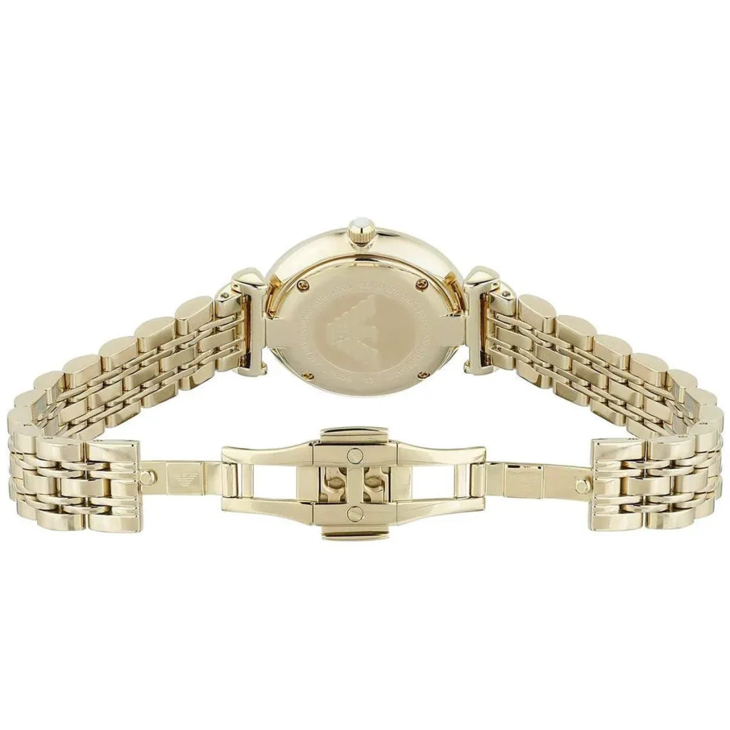 Emporio Armani AR1877 Women’s Watch – Gianni T-Bar Gold Stainless Steel with Silver Dial 32mm