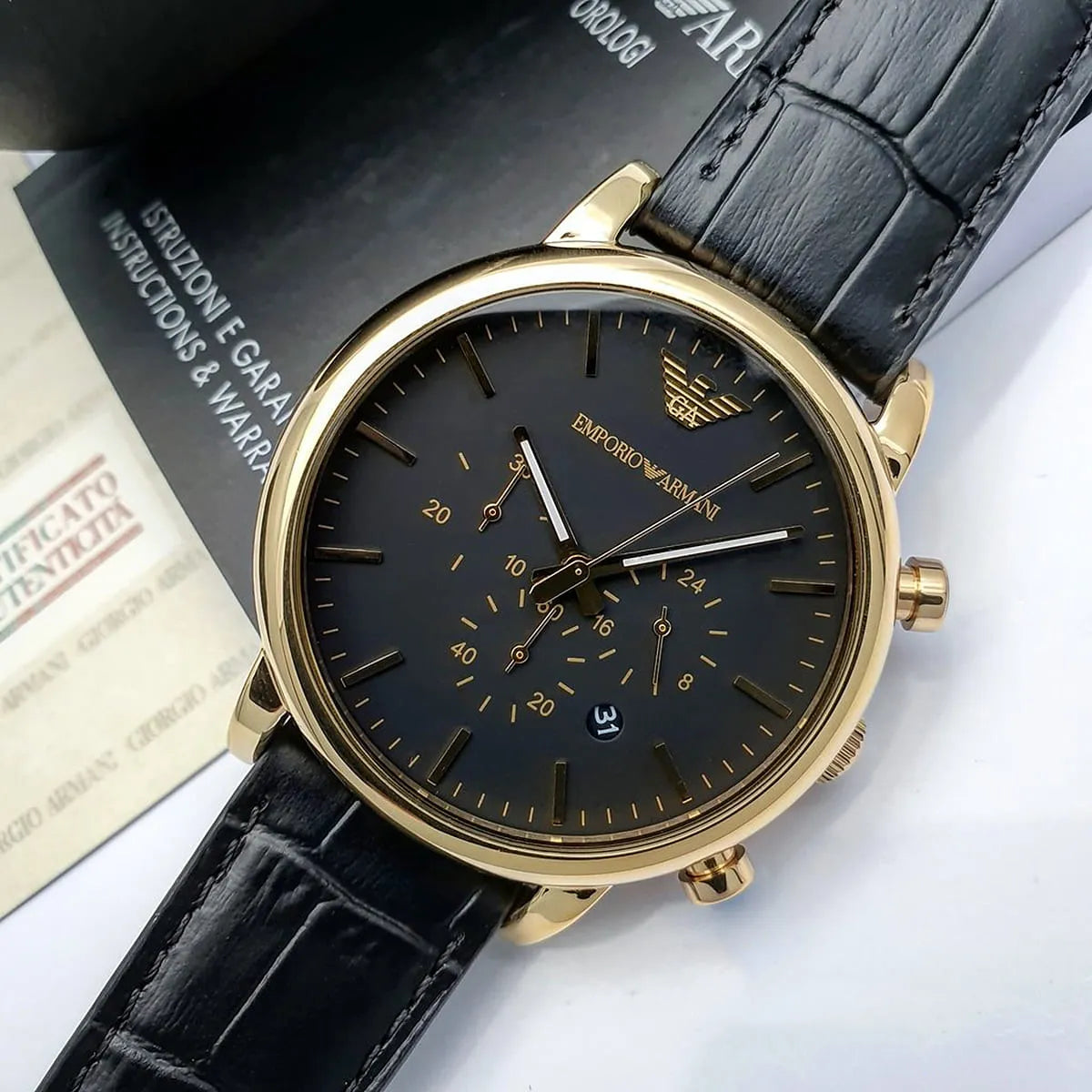 Luigi Chronograph Black Dial Men's Watch AR1917