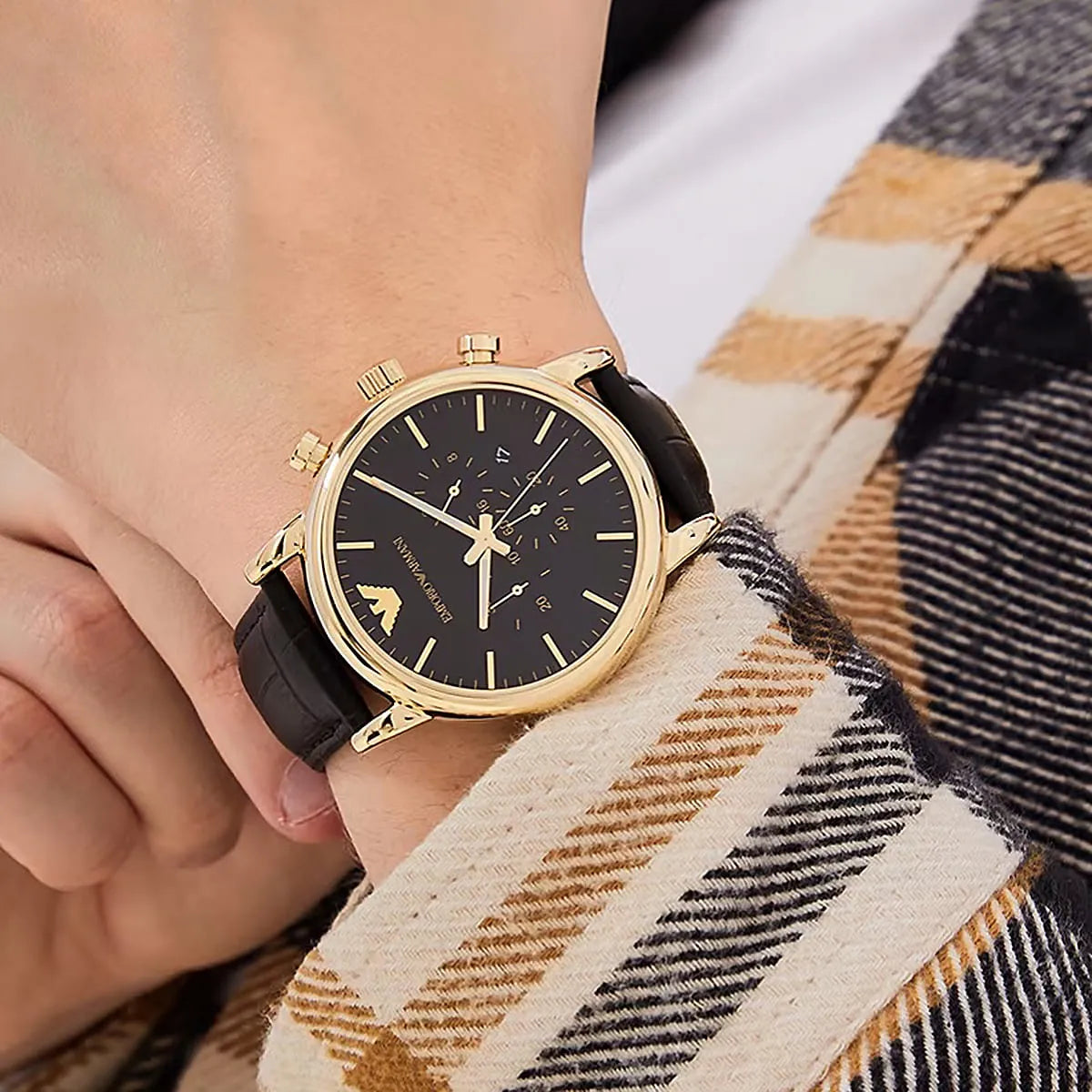Luigi Chronograph Black Dial Men's Watch AR1917