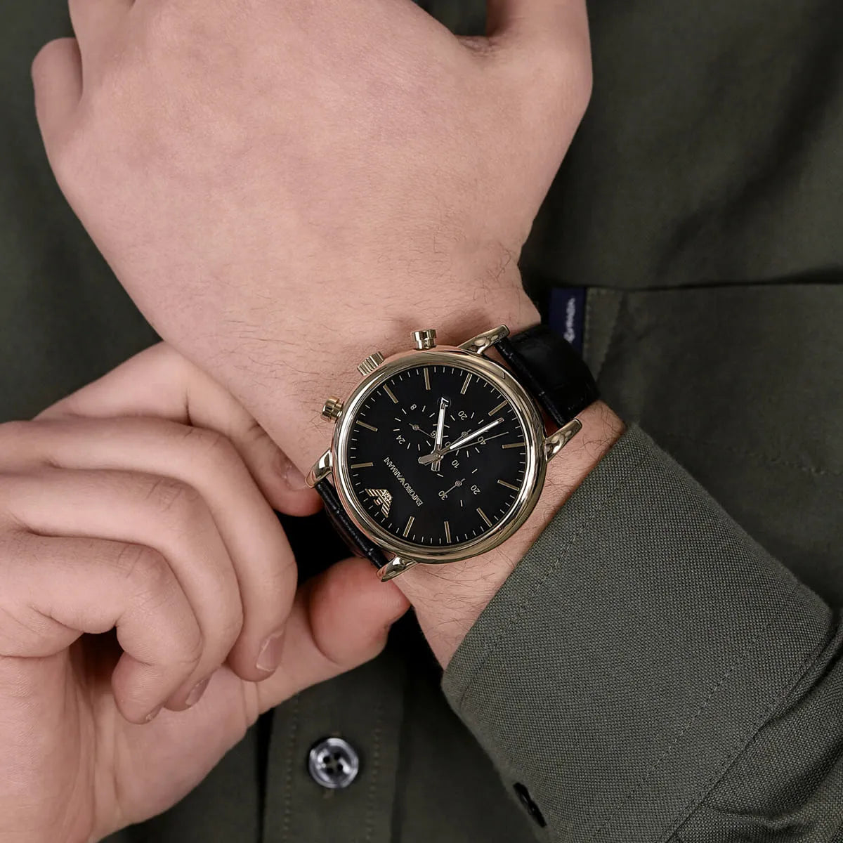 Luigi Chronograph Black Dial Men's Watch AR1917