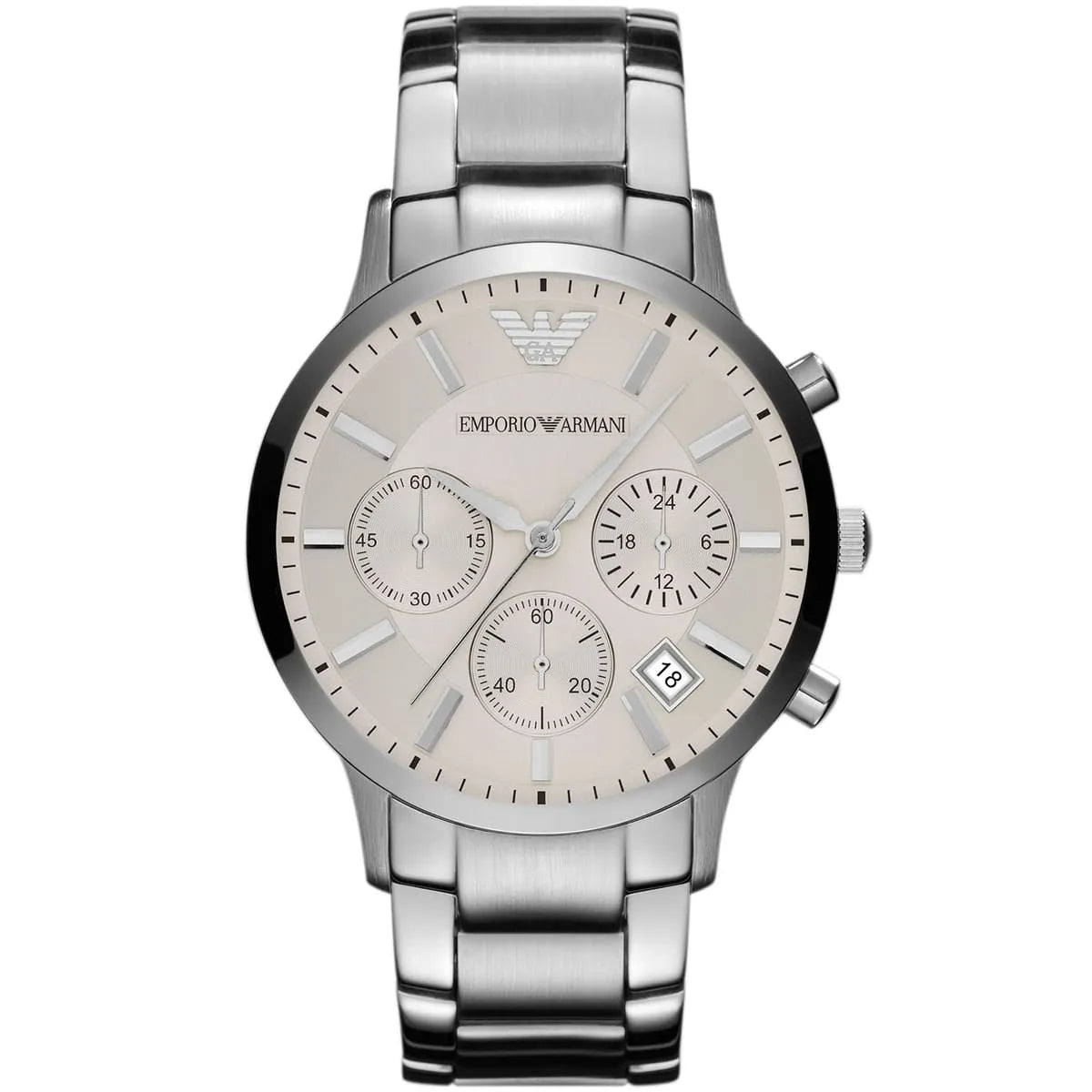 Emporio Armani Renato Uni Women’s Watch AR2459 – White Dial, Silver Stainless Steel, 39mm