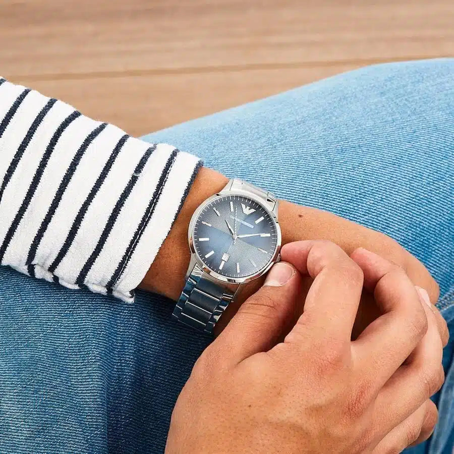Emporio Armani Renato Large Men’s Watch AR2472 – Blue Dial, Silver Stainless Steel, 43mm