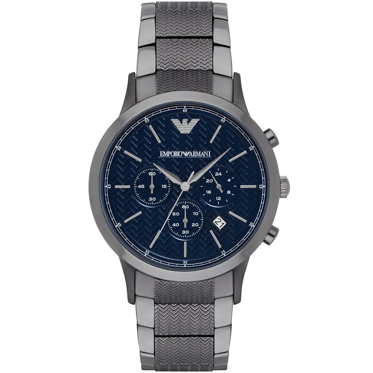 Emporio Armani Renato Large Men’s Watch AR2505 – Blue Dial, Stainless Steel Bracelet, 43mm