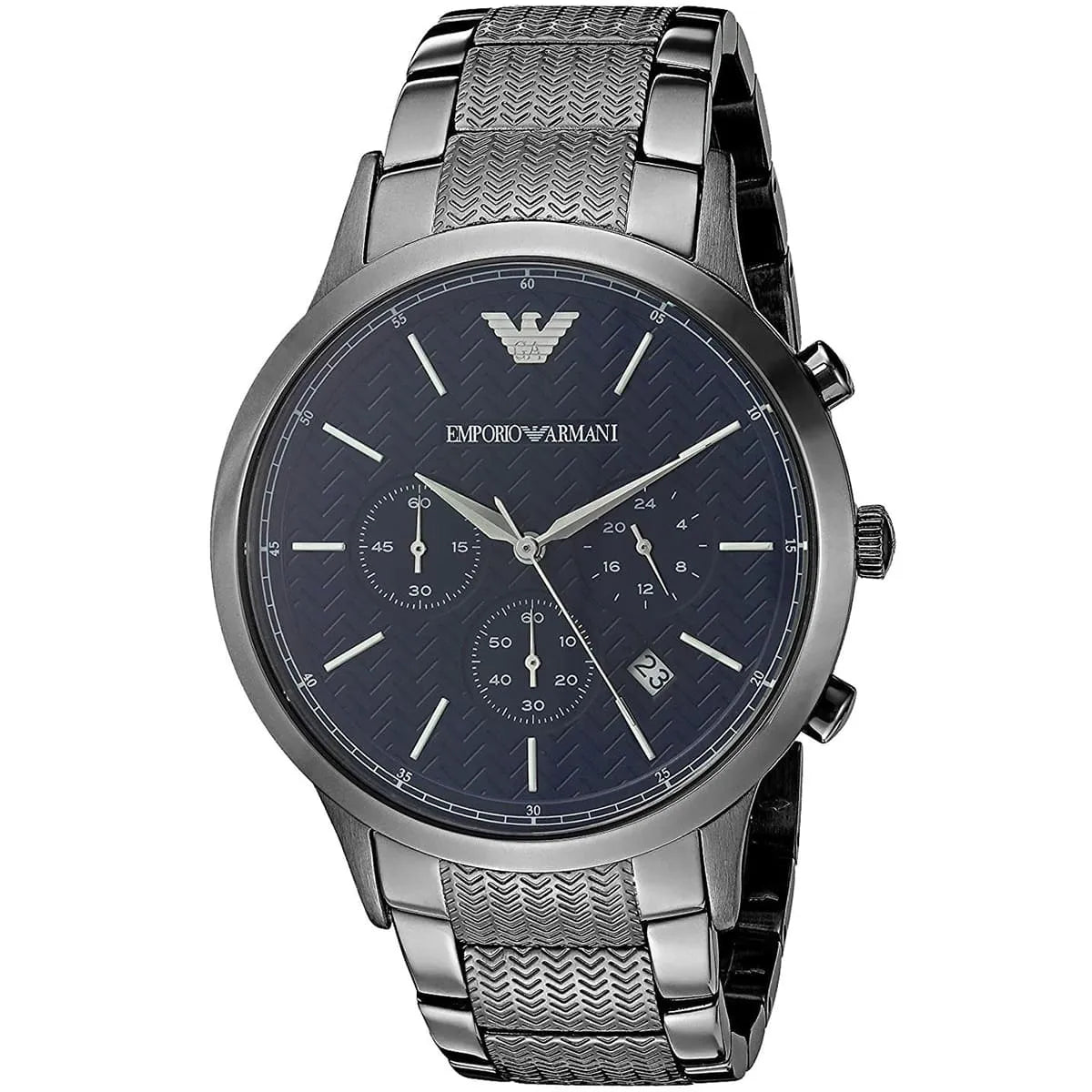 Emporio Armani Renato Large Men’s Watch AR2505 – Blue Dial, Stainless Steel Bracelet, 43mm
