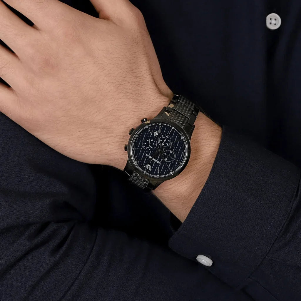 Emporio Armani Renato Large Men’s Watch AR2505 – Blue Dial, Stainless Steel Bracelet, 43mm