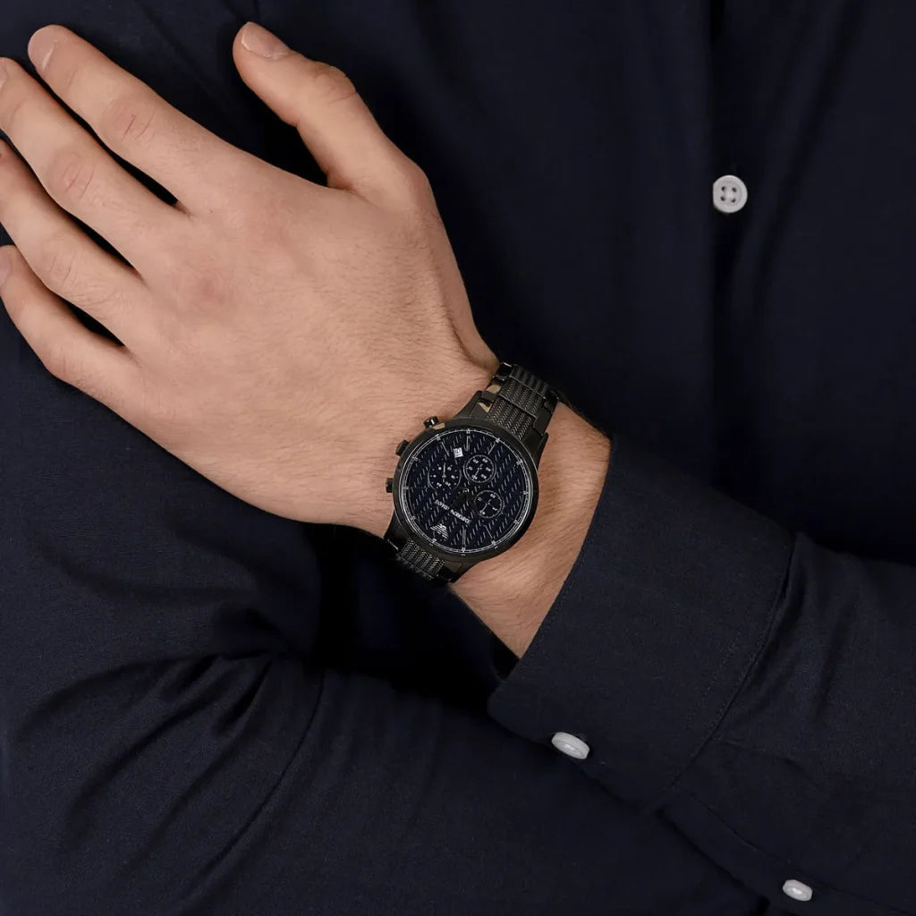 Emporio Armani Renato Large Men’s Watch AR2505 – Blue Dial, Stainless Steel Bracelet, 43mm