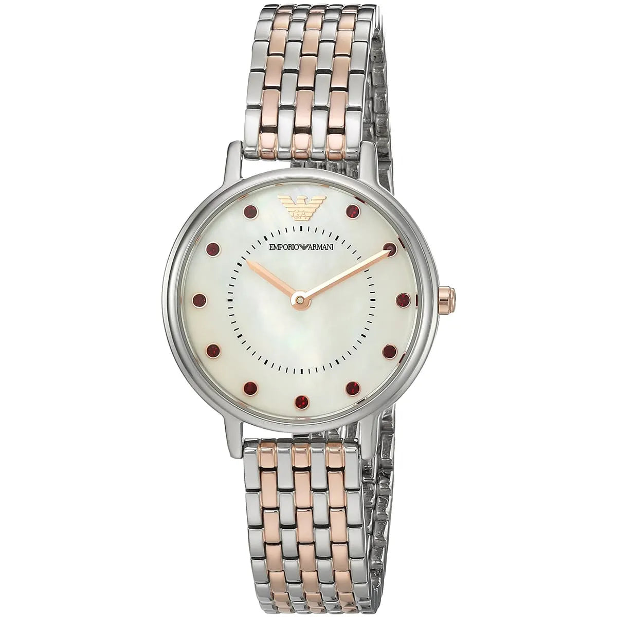 Emporio Armani Kappa Mini Men’s Watch AR2515 – White Dial, Two-Tone Silver & Rose Gold, 28mm
