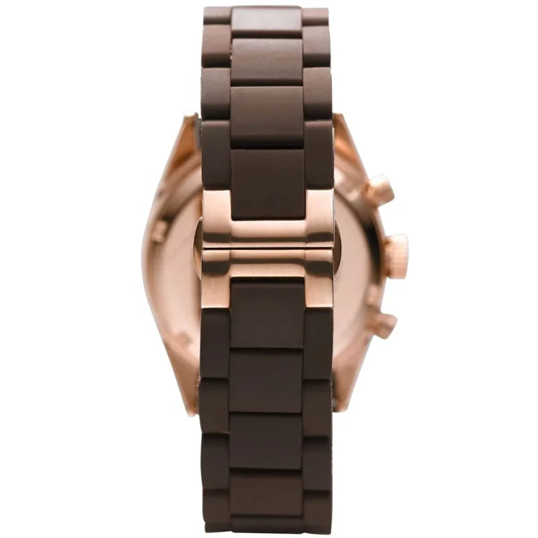 Emporio Armani Tazio Medium Women’s Watch – Brown Dial with Stainless Steel & Silicone Strap | 50M Water Resistant | Model AR5891