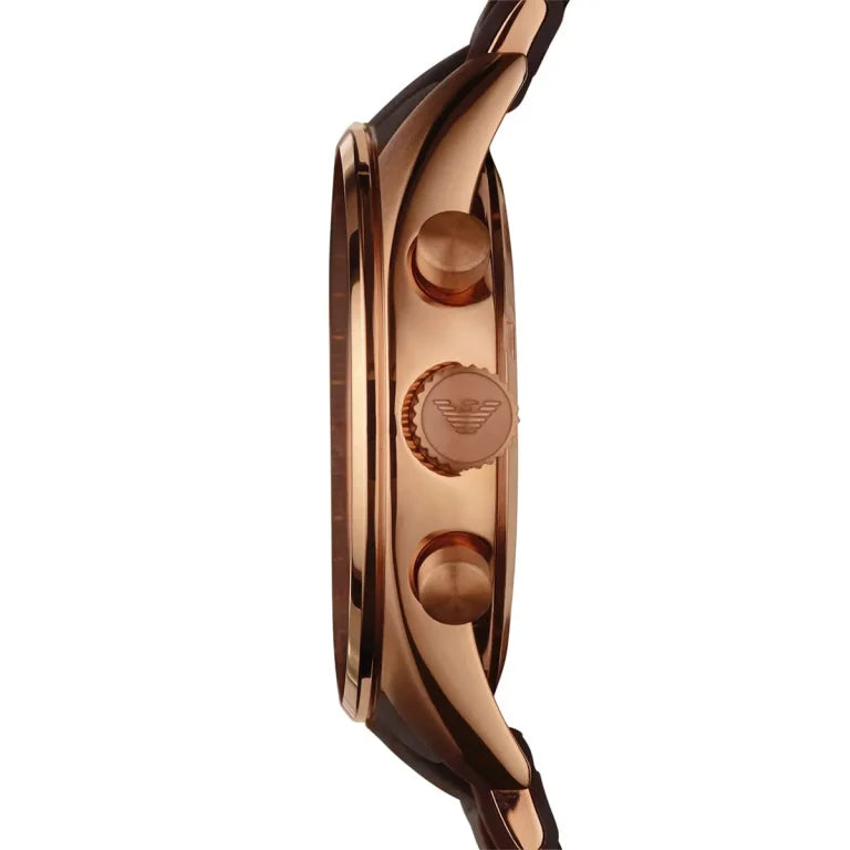 Emporio Armani Tazio Medium Women’s Watch – Brown Dial with Stainless Steel & Silicone Strap | 50M Water Resistant | Model AR5891