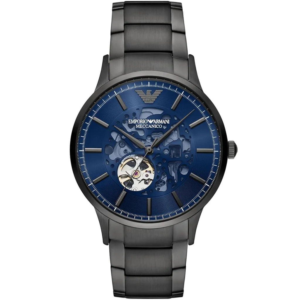 Emporio Armani Renato AR60056 Men’s Automatic Watch – Blue Dial & Stainless Steel Bracelet | 43mm Luxury Mechanical Timepiece