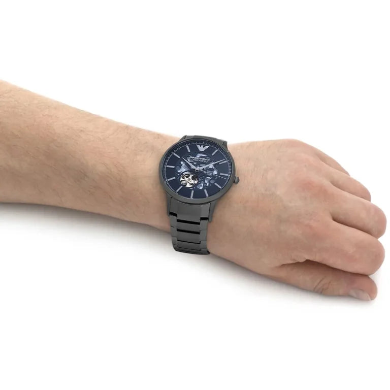 Emporio Armani Renato AR60056 Men’s Automatic Watch – Blue Dial & Stainless Steel Bracelet | 43mm Luxury Mechanical Timepiece