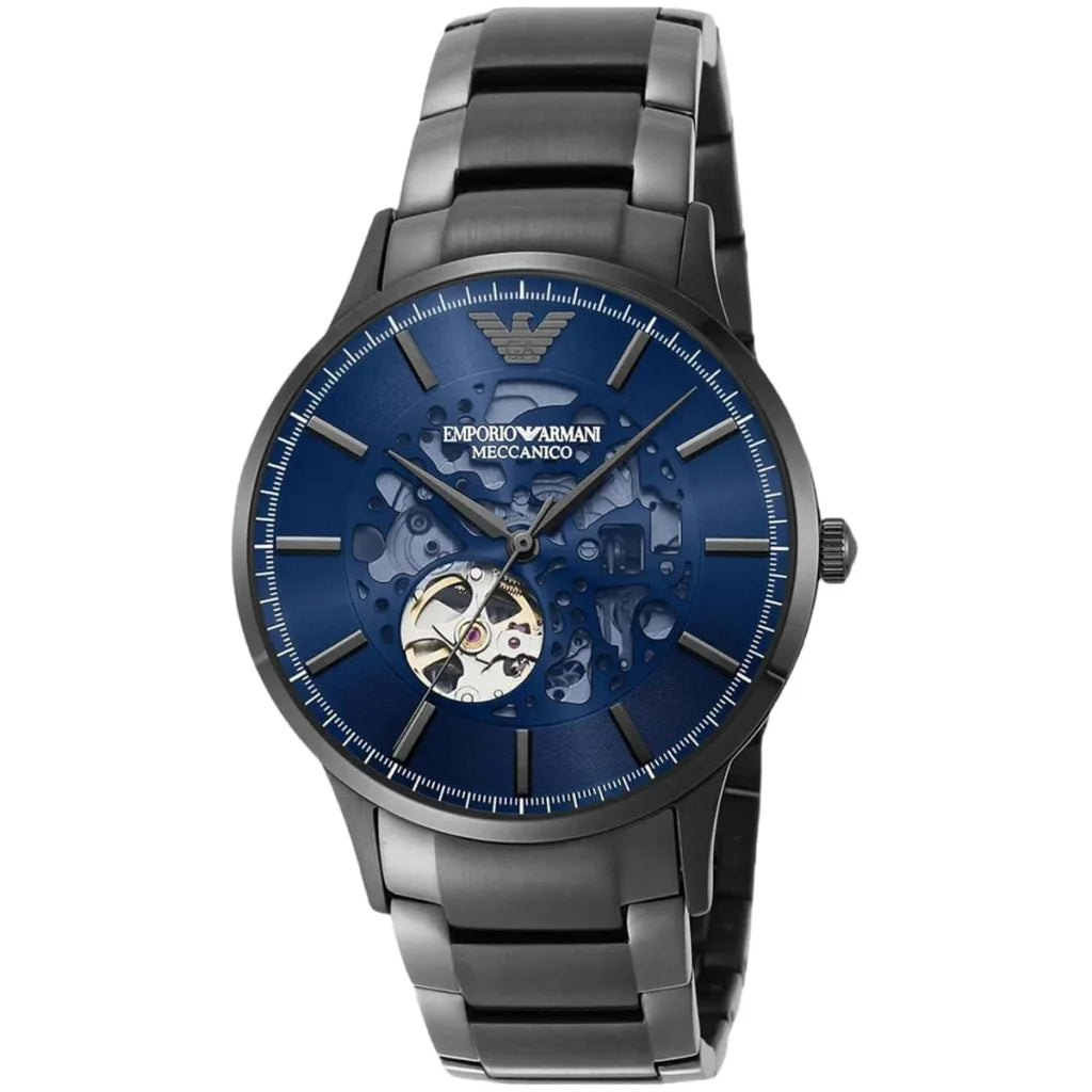 Emporio Armani Renato AR60056 Men’s Automatic Watch – Blue Dial & Stainless Steel Bracelet | 43mm Luxury Mechanical Timepiece