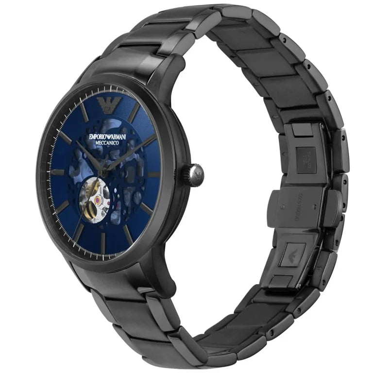 Emporio Armani Renato AR60056 Men’s Automatic Watch – Blue Dial & Stainless Steel Bracelet | 43mm Luxury Mechanical Timepiece