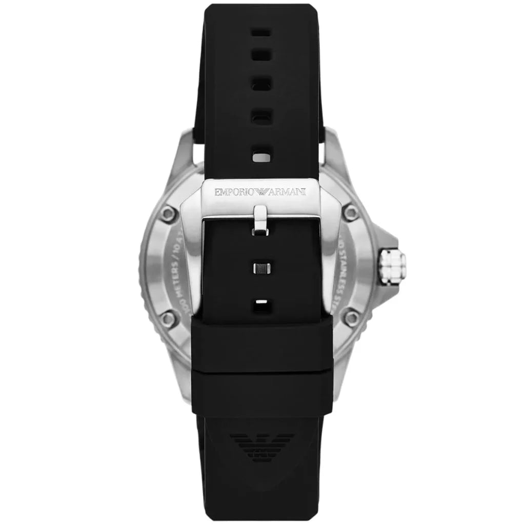 Emporio Armani Men's Automatic Watch AR60062 – 42 mm, Black Dial & Black Silicone Strap