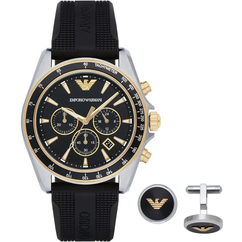 Emporio Armani AR80003 Sigma XLarge Men's Watch – Black Dial, Silicone Strap, 44mm Quartz