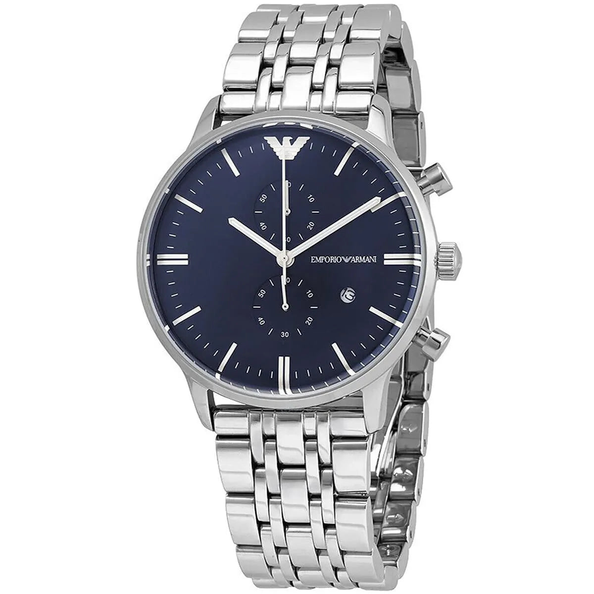Emporio Armani Gianni AR80013 Men’s Watch – Blue Dial Stainless Steel Elegant Fashion Chronograph-Style Watch