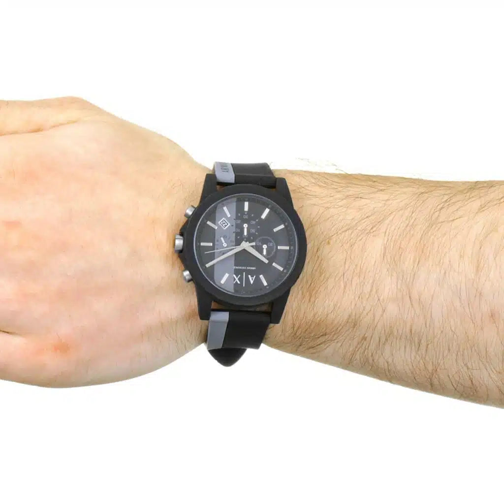 Armani Exchange Outerbanks Men's Watch AX1331, Black & Grey Silicone Strap