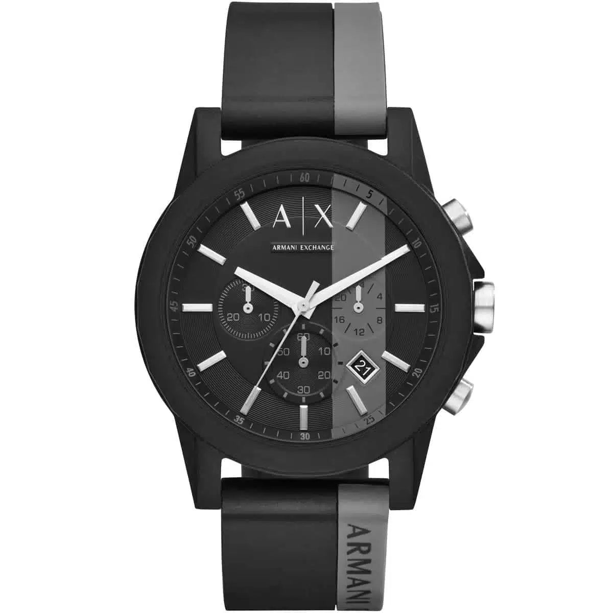 Armani Exchange Outerbanks Men's Watch AX1331, Black & Grey Silicone Strap