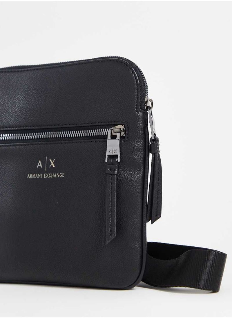 AX Black Leather Cross Bag For Men #2