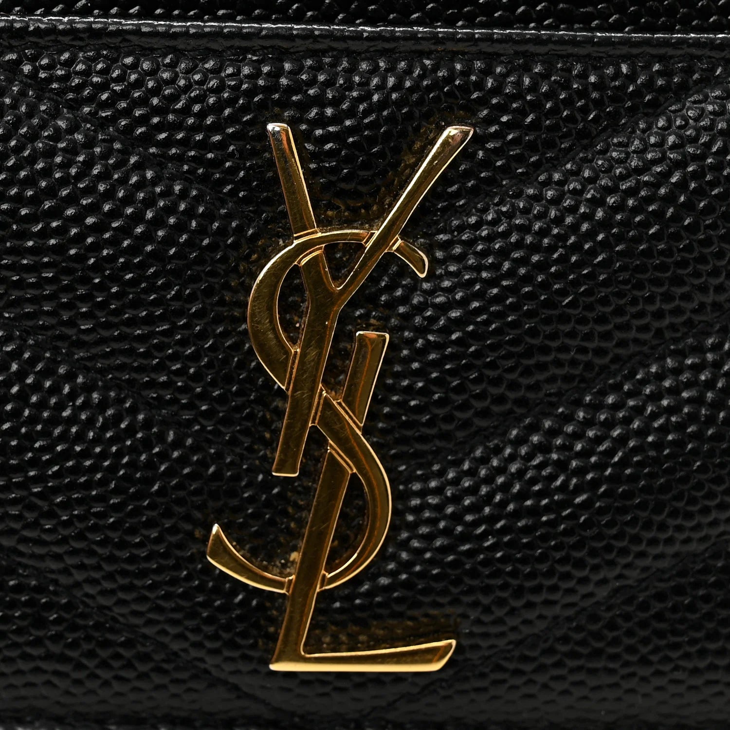 Saint Laurent Grain De Poudre Matelassé Chevron Monogram Credit Card Case – Black#12