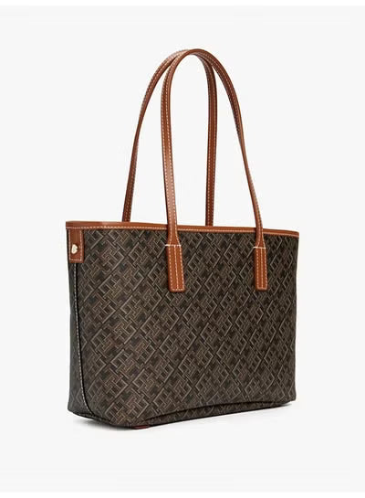 Tommy Hilfiger Denim Monoplay Removable Laptop Pouch Handbag Brown TB75#79