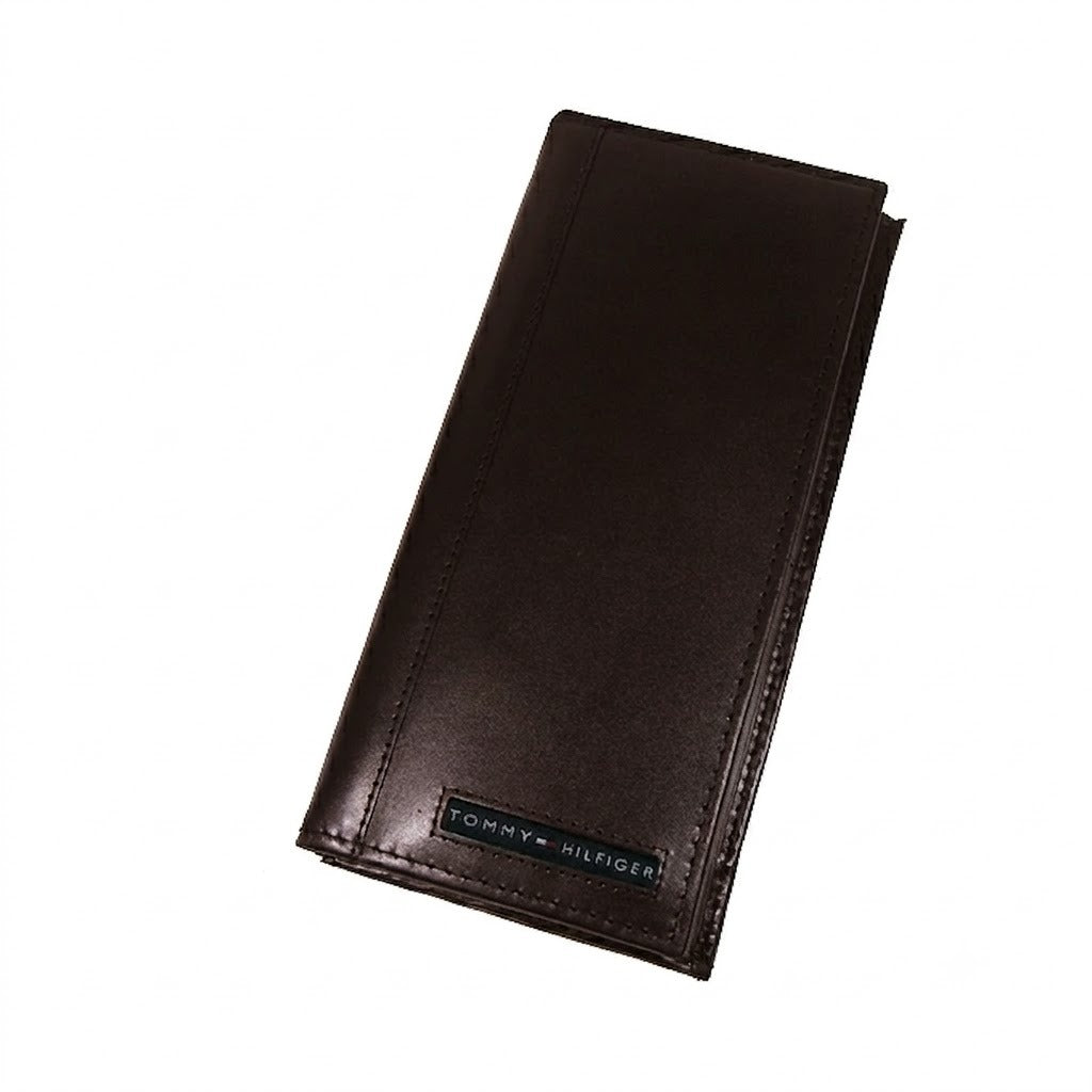 Tommy Hilfiger Men’s Long Genuine Leather Wallet – Dark Brown Classic Elegant Design#L84