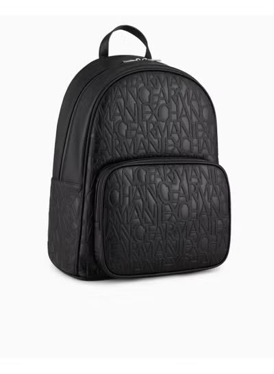 Armani Exchange Black Monogram Backpack – Premium Embossed Logo Urban Backpack A|X#1