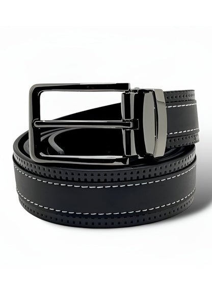TH x MB Black Leather Belt For Men 24#