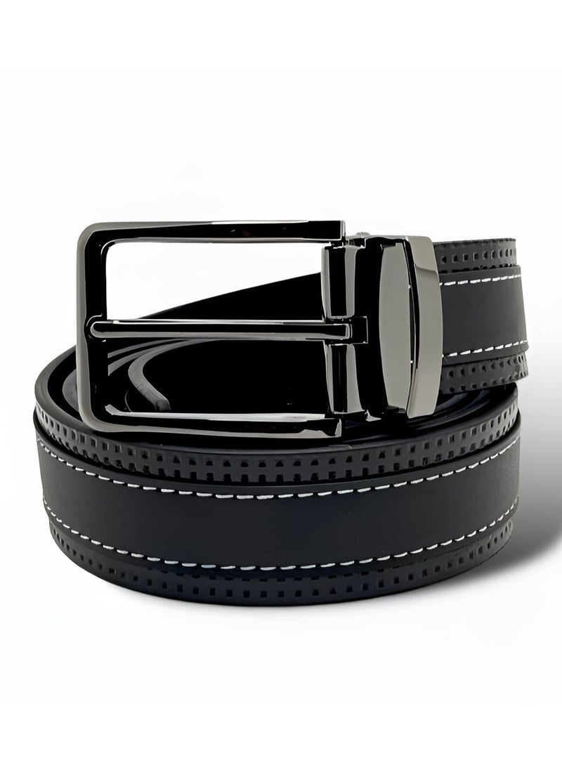 TH x MB Black Leather Belt For Men 24#