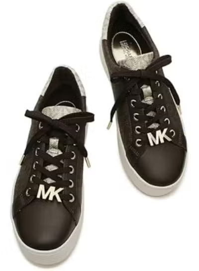 Michael Kors Women’s Poppy Brown Sneakers – Color-Block Logo, Size 11 MK-SHOES-022