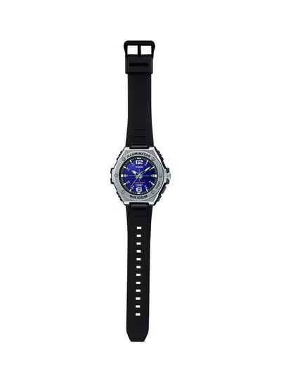 Casio Men's Analog Quartz Watch MWA-100H-2AVDF – Black Resin Band, Blue Dial