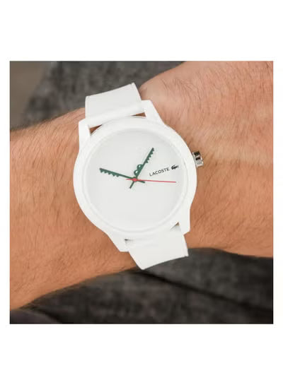Lacoste 2011069 Men's Analog Watch – White Dial, White Silicone Strap & Quartz Movement