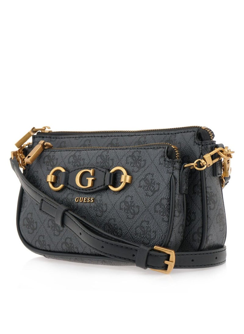 GU 2-in-1 Dark Grey Monogram Crossbody Bag For Women #129