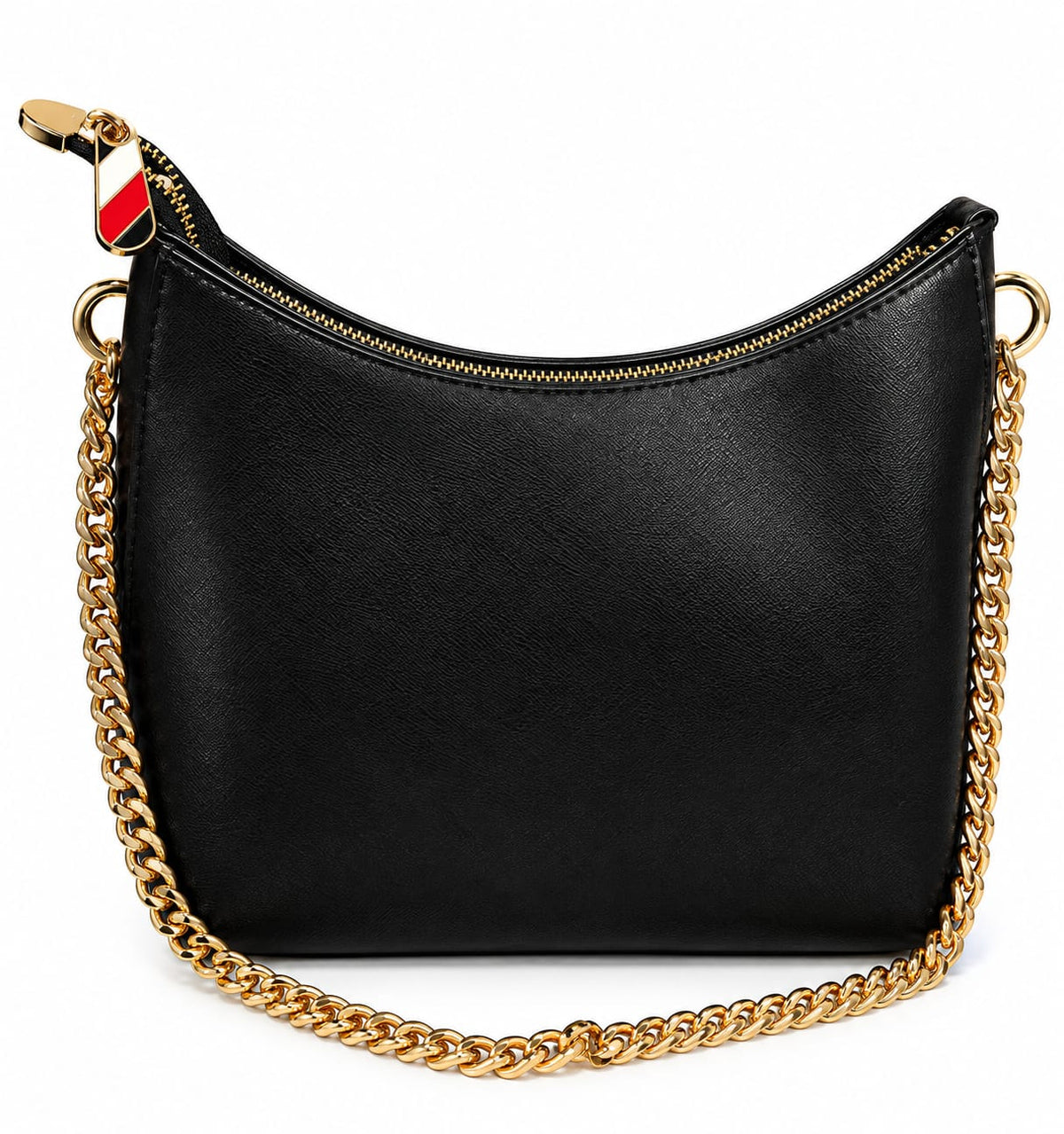 Women’s Black Shoulder Bag with Gold Chain – Elegant Crossbody Handbag