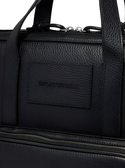 EA Black Leather Laptop Bag For Men 103#