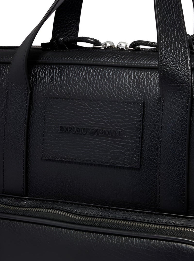 EA Black Leather Laptop Bag For Men #1