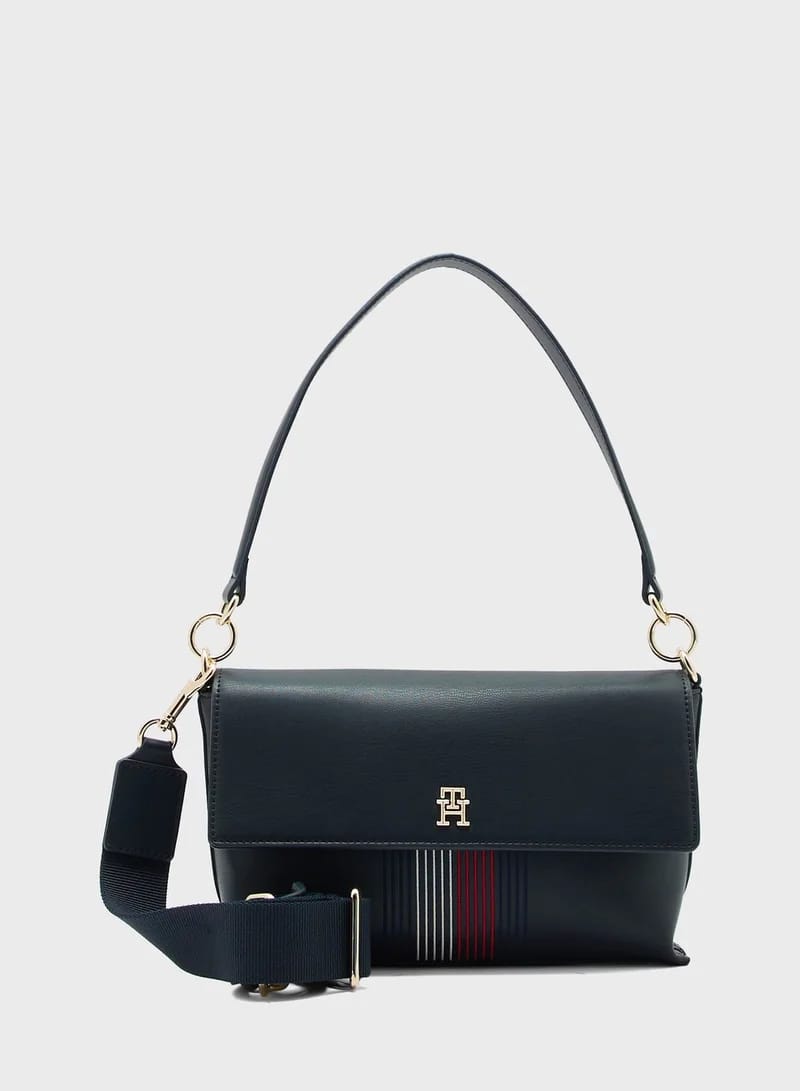Tommy Hilfiger Women's Flap Handbag with Top Handle & Adjustable Crossbody Strap – Navy#84