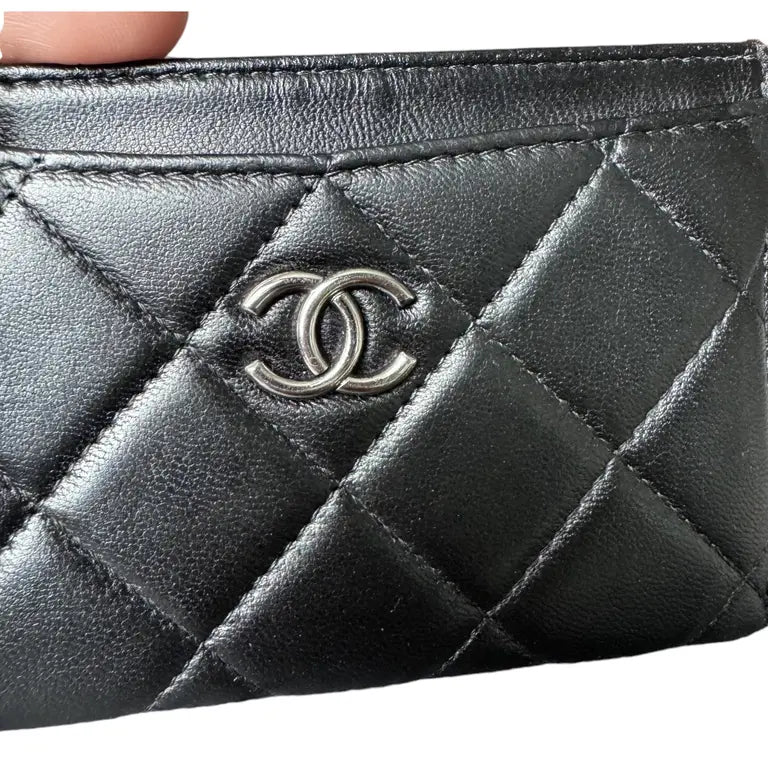 Chanel Black Quilted Leather CC Card Case#15