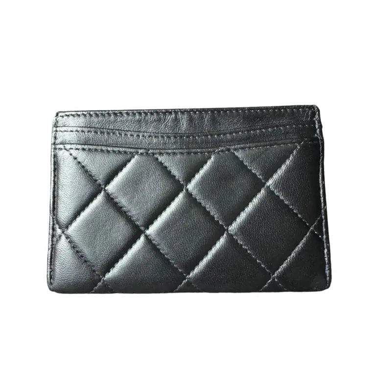 Chanel Black Quilted Leather CC Card Case#15