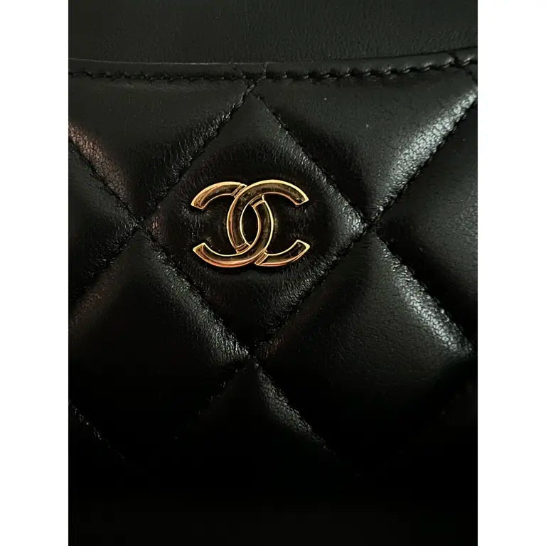 Chanel Black Quilted Leather CC Card Case#16